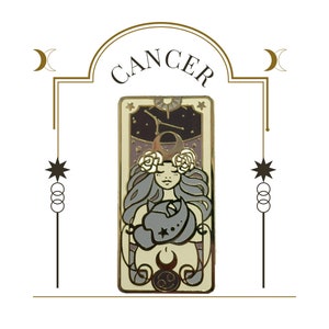 Art Nouveau Cancer Zodiaque Enamel Pin zodiac horoscope stars constellation mythology July June astrology