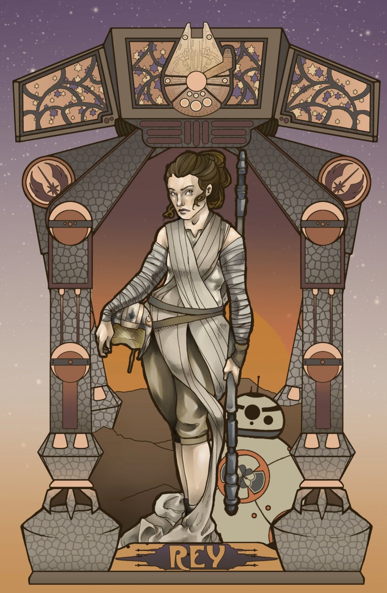 Star Wars Rey the Force Awakens Art Nouveau Poster Print | Etsy