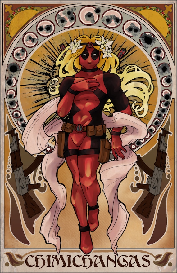 Deadpool 'chimichangas' A3 Art Print Signed Movie 