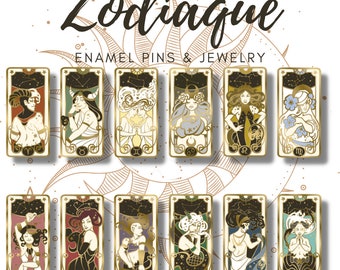 Jugendstil Sternzeichen Emaille Pin Volles Set Sternzeichen Horoskop Sterne Sternbild Mythologie