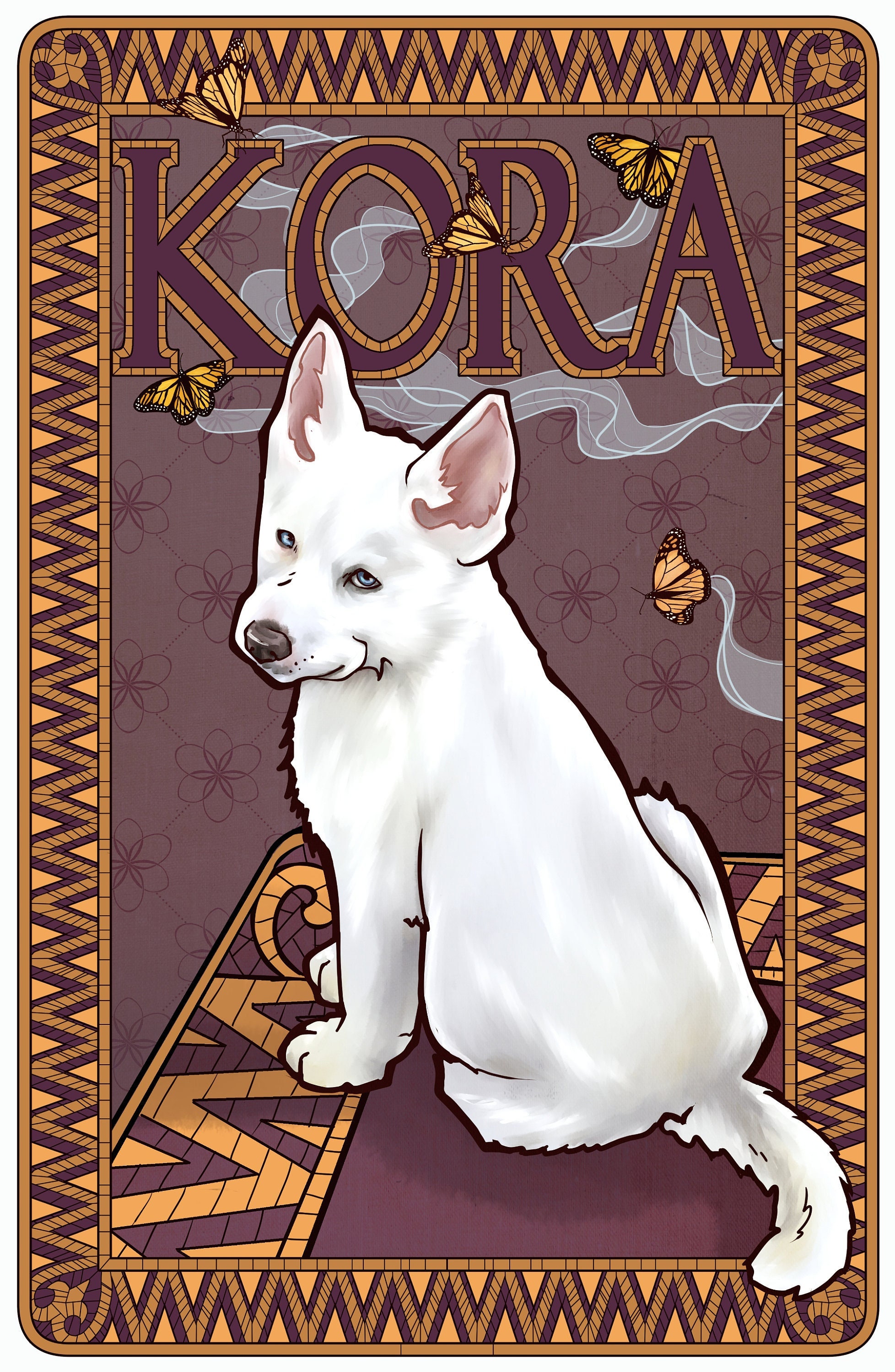 Custom Pet Portrait Commission Art Nouveau Painting Cat Dog - Etsy