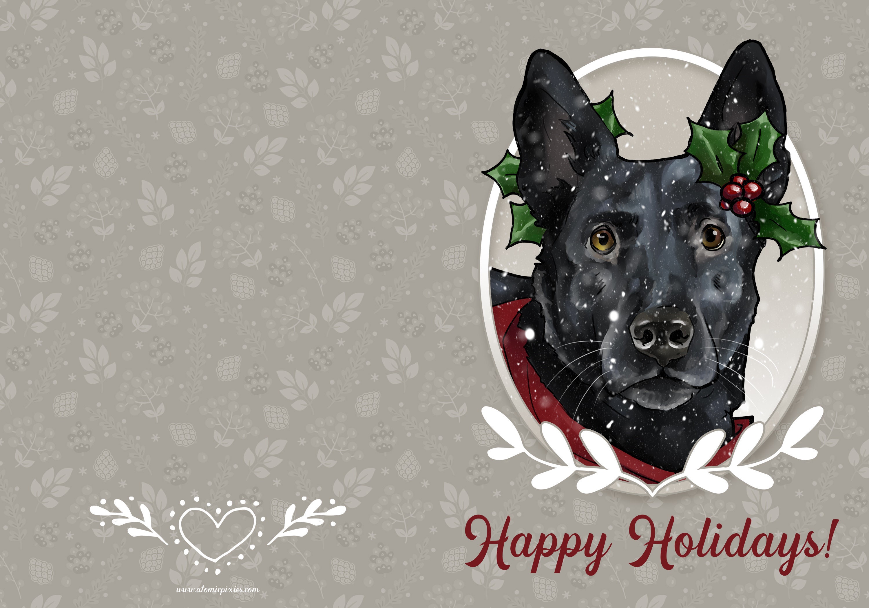 Christmas dog greeting card holiday festive cute pet card Etsy