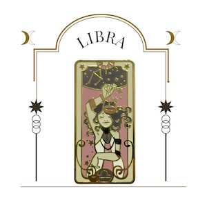 Art Nouveau Libra Zodiaque Enamel Pin zodiac horoscope stars constellation mythology September October astrology