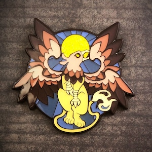 Griffin Art Nouveau Enamel Pin Gold Blue Fantasy Mythology Magical Creature
