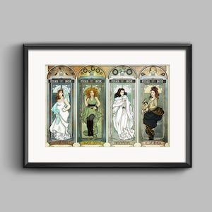 BBC Doctor Who Art Nouveau Poster Print Companions Donna Noble River Song Romana TARDIS