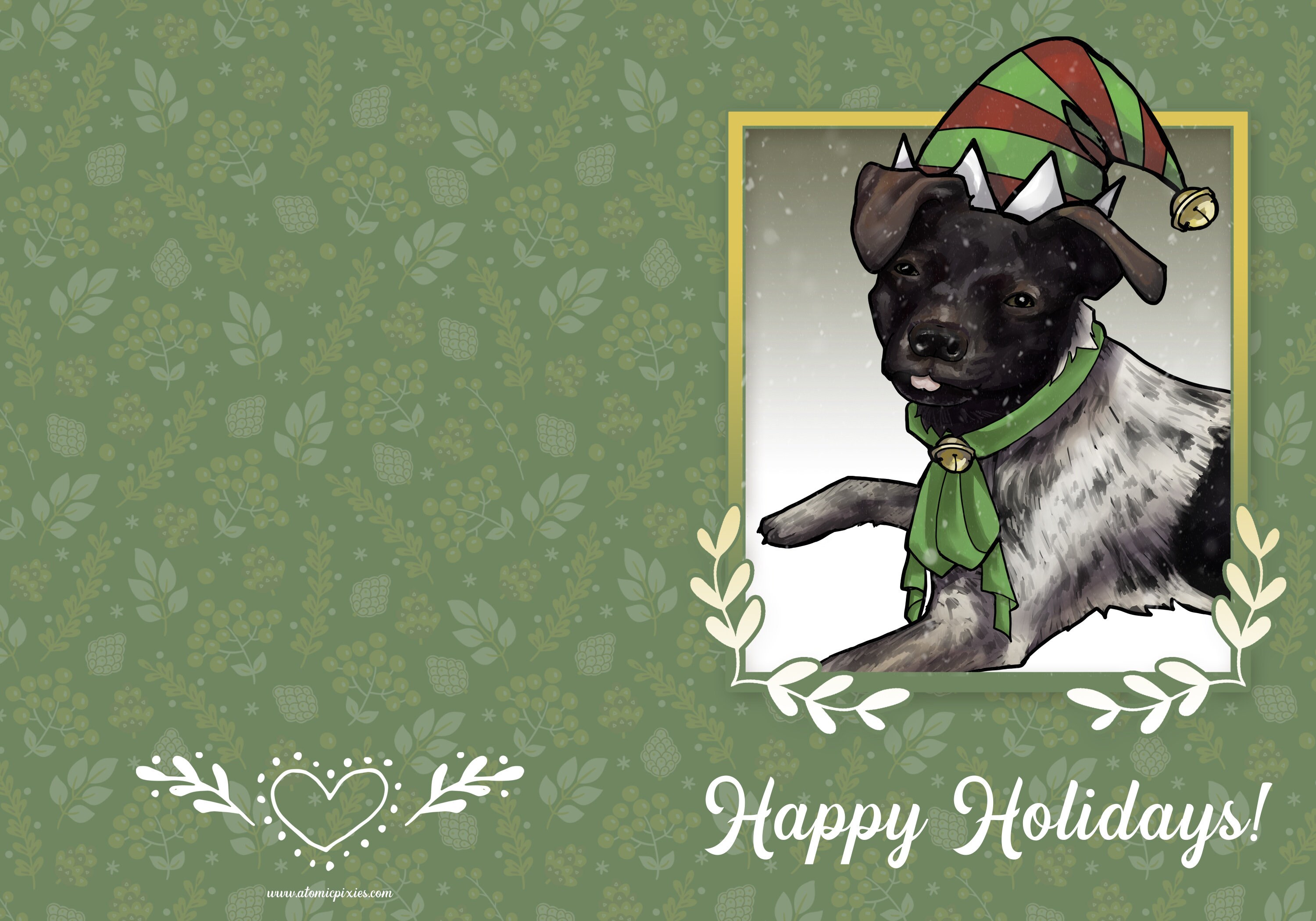 Christmas dog greeting card holiday festive cute pet card  Etsy
