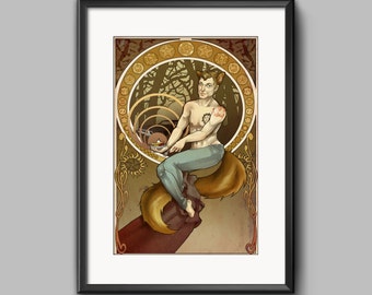 Dean Winchester Supernatural Art Nouveau Poster Print