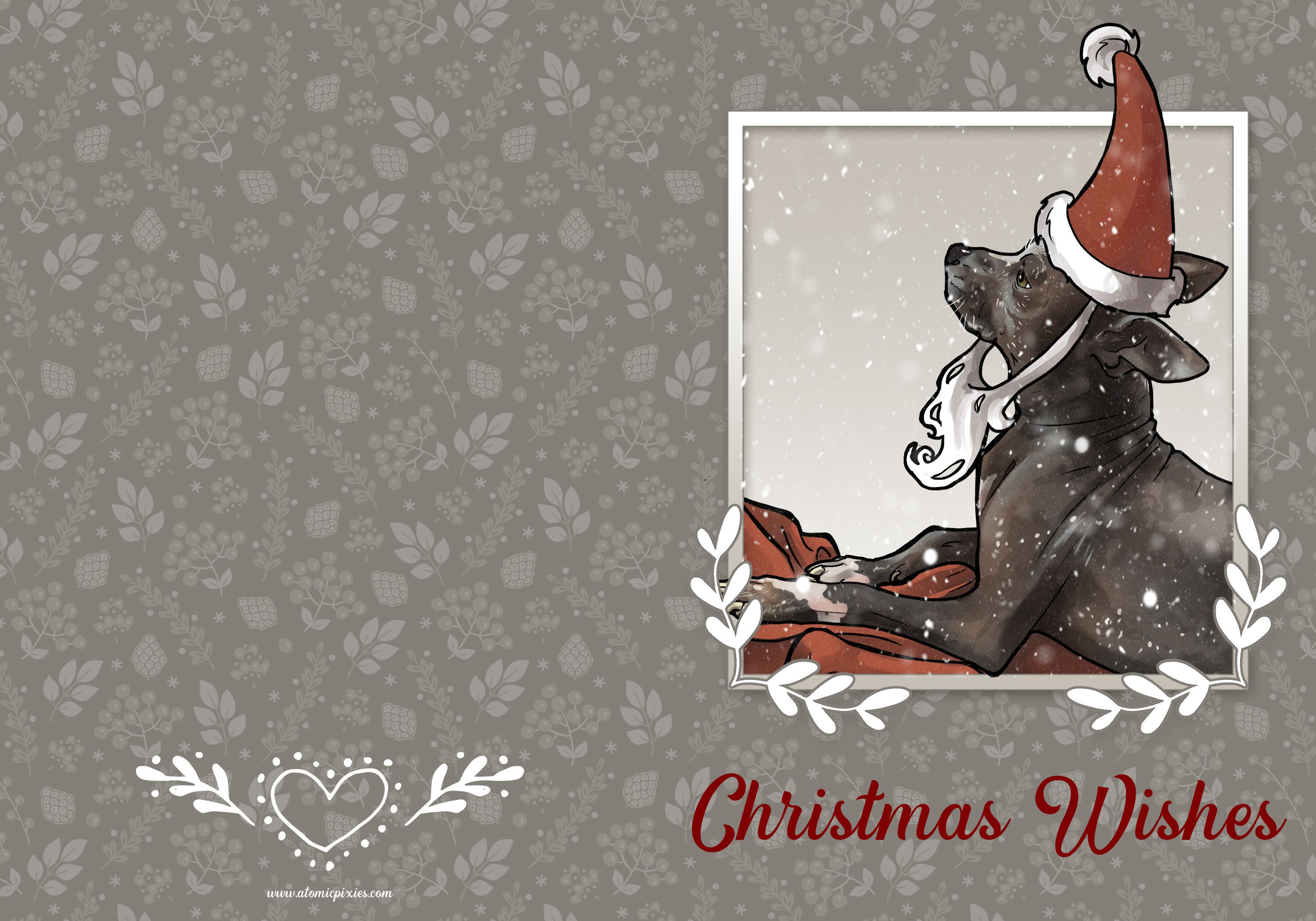 Christmas dog greeting card holiday festive cute pet card | Etsy