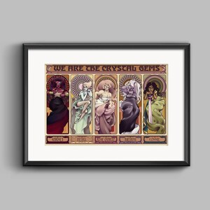 Kristall Edelstein Jugendstil Print Poster Granat Perle Rosenquarz Amethyst Connie