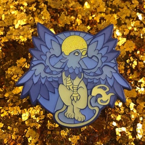 Sky Griffin Art Nouveau Enamel Pin Gold Sun Fantasy Mythology Magical Creature
