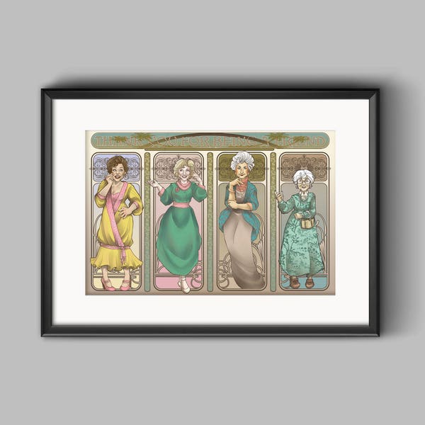 Golden Girls Art Nerdveau Print featuring Blanche Devereaux, Rose Nylund, Dorothy Zbornak, Sophia Petrillo, Betty White, Bea Arthur