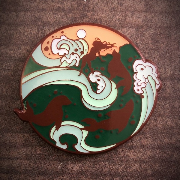 Irish Selkie Seal Mermaid  Art Nouveau Enamel Pin Gemstone Ocean Sea Magical Creature Fantasy Mythology Ireland Waves