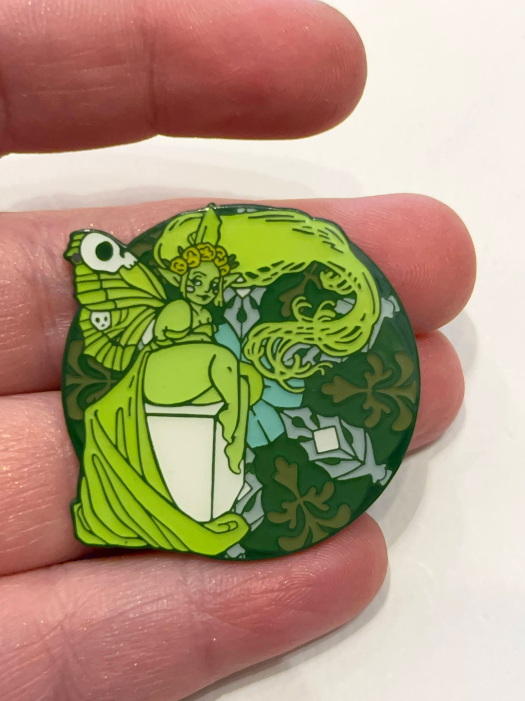 Art Nouveau Enamel Pin Limited Edition Green Fairy Absinthe Sweet ...