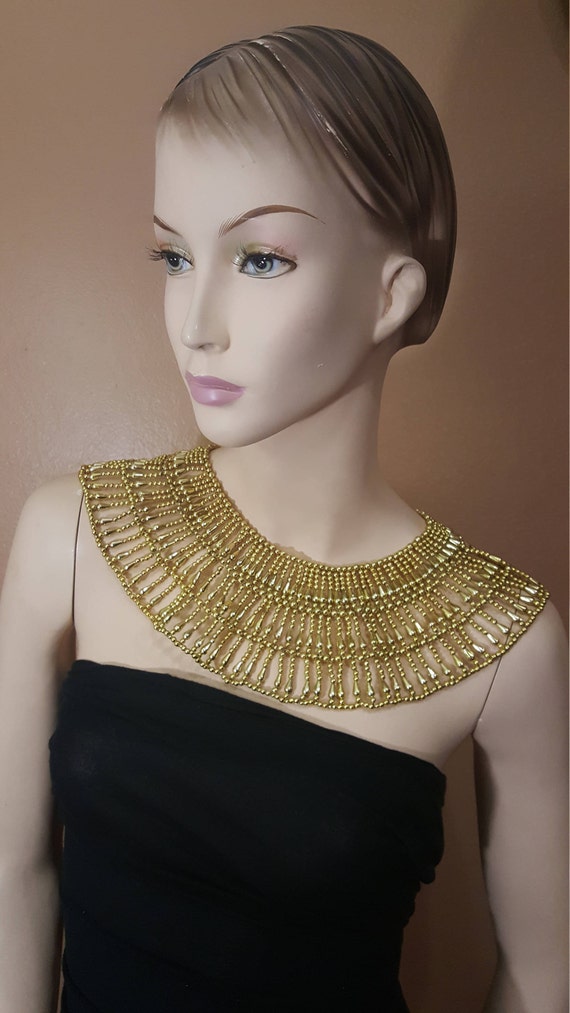 Lena Horne's Vintage 1970s Golden Turquoise Egyptian Revival Ultra Wid –  Amarcord Vintage Fashion