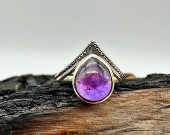 Sterling Silver Purple Amethys Ring Size 9