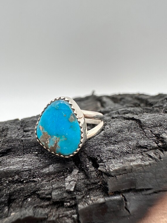 Sterling刻印　ターコイズ　キングマン　リング スターリングシルバー キングマン ターコイズ リング サイズ 6.5