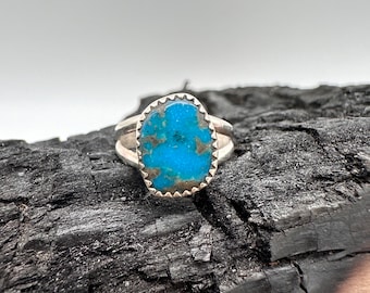 Sterling Silver Kingman Turquoise Ring Size 7.5