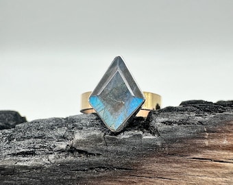 Labradorite Mixed Metal Ring Size 7.5