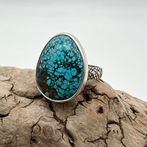 Sterling Silver, Hubei Turquoise Ring, Size 9.