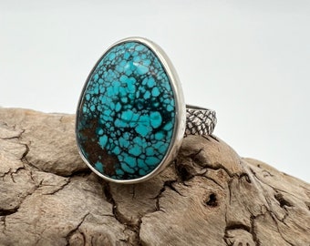 Sterling Silver, Hubei Turquoise Ring, Size 9.