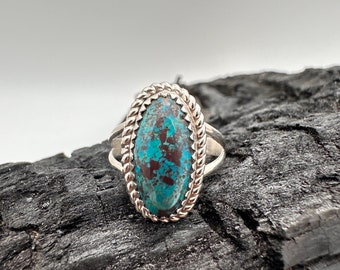 Sterling Silver Kingman Turquoise Ring Size 8