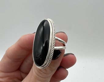 Sterling Silver. Black Onyx. Ring Size. 7.25.