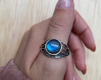 Sterling Silver Labradorite Ring Size 8.5