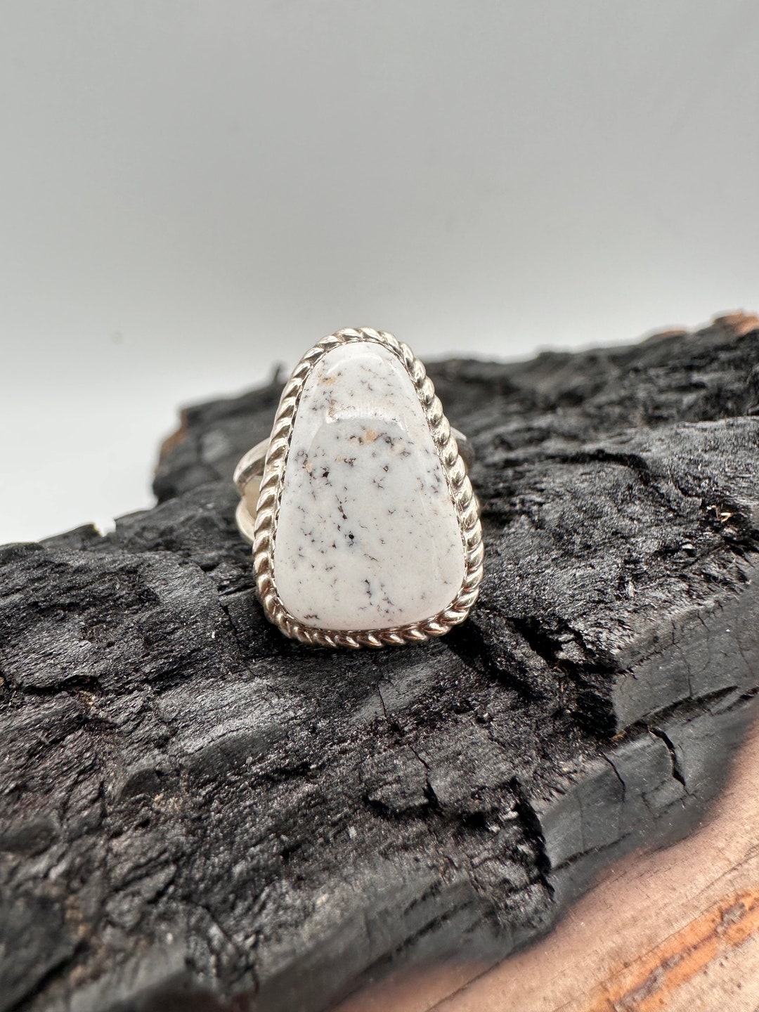 Sterling Silver White Buffalo Ring Size 8. - Etsy