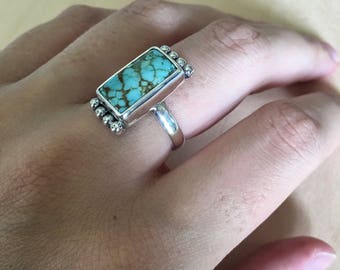 Sterling Silver #8 Turquoise Ring. Size 6