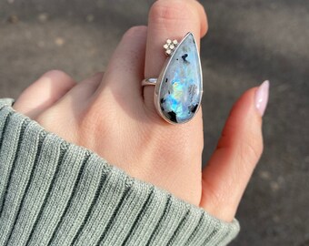 Rainbow Moonstone Ring. Size 9.5.