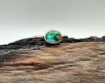 14kt Gold Filled/Sterling Silver Mixed Metal Sonoran Gold Turquoise Ring. Size 8.