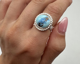 Sterling Silver Golden Hills Turquoise Ring. Size 6.5