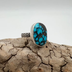 Sterling Silver, Hubei Turquoise Ring, Size 9.5.