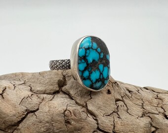 Sterling Silver, Hubei Turquoise Ring, Size 9.5.