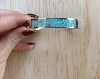 Sterling Silver Number 8 Turquoise Inlay Cuff