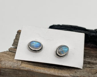 Sterling Silver Moonstone Stud  Earring