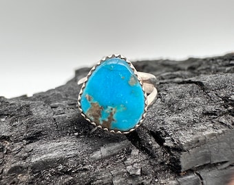 Sterling Silver Kingman Turquoise Ring Size 6.5