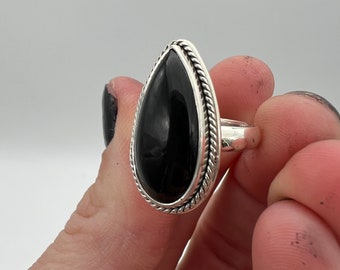 Sterling Silver. Black Onyx. Ring Size. 5.75.