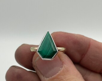 Malachite Mixed Metal Ring Size 7.5.