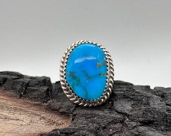 Sterling Silver Kingman Turquoise Ring Size 7