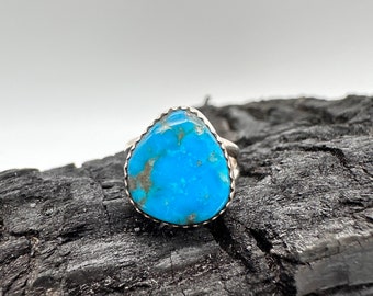 Sterling Silver Kingman Turquoise Ring Size 6.5