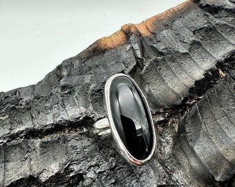 Sterling Silver Black Onyx Ring Size 6.