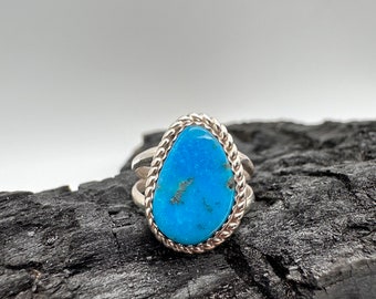 Sterling Silver Kingman Turquoise Ring Size 6.5