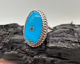 Sterling Silver Kingman Turquoise Ring Size 7