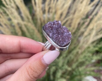 Sterling Silver Amethyst Ring. Size 9.