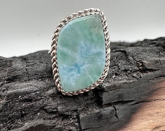 Sterling Silver Larimar Ring Size 8 3/4