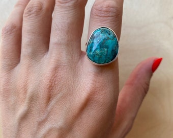 Sterling Silver Hubei Turquoise  Ring Size 6.5