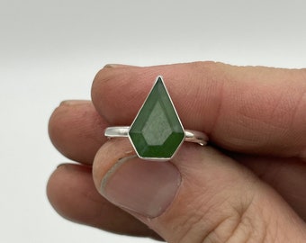 Jade Shield Ring. Size 7.75.