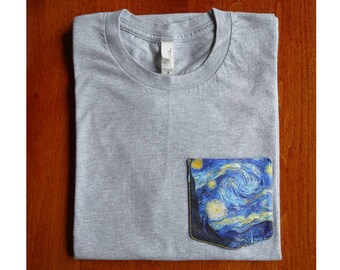 Vincent Van Gogh "Starry Night" Pocket Tee