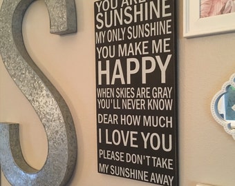 You Are My Sunshine wall art,Nursery wall decor,wall decor,Lullaby Art,wood sign nursery wall decor,Rustic Nursery, Distressed sign